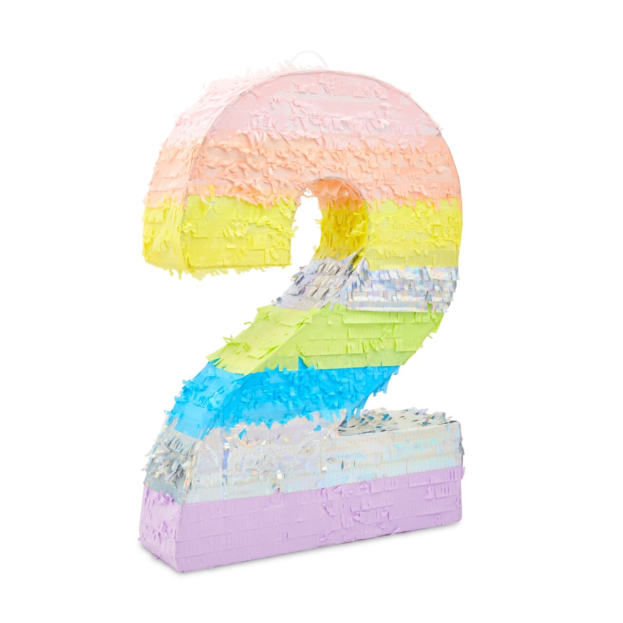 Large Number 2 Pinata for Girl's 2nd Birthday Party Decorations, Rainbow Pastel (21x14.7x4 In)